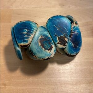 Coconut Shell Blue and Brown Bracelet